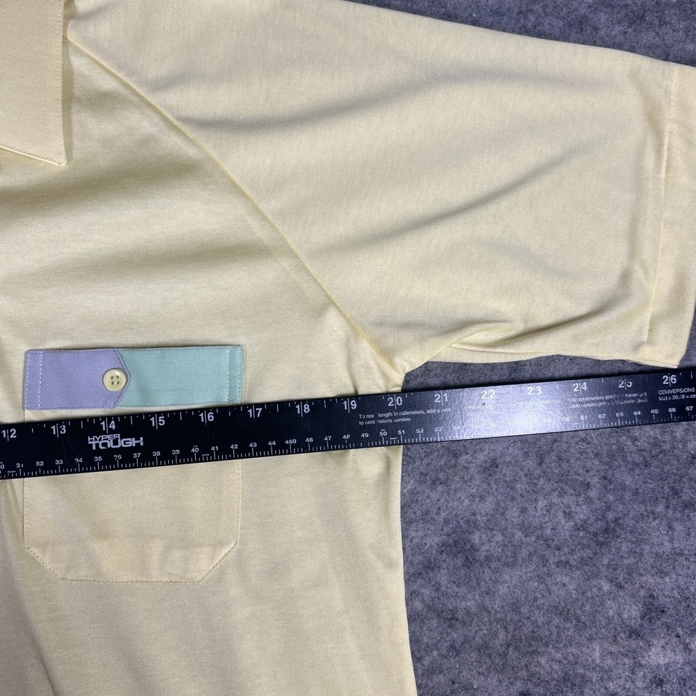 NWT Vintage Royale-Air Pastel Polo Men's M Yellow Front Pocket Polyester 70's - Picture 4 of 9